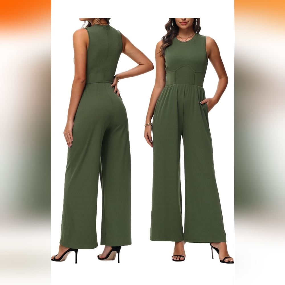 Olive green jumpsuit - Picture 2 of 8